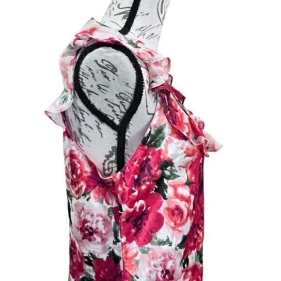 Oscar De La Renta Pink Label Slip Nightgown Small Floral Dress Ruffles VTG COA‎ - Picture 4 of 16